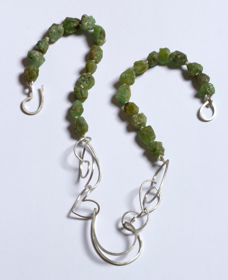 Green Garnet Angles & Curls Necklace