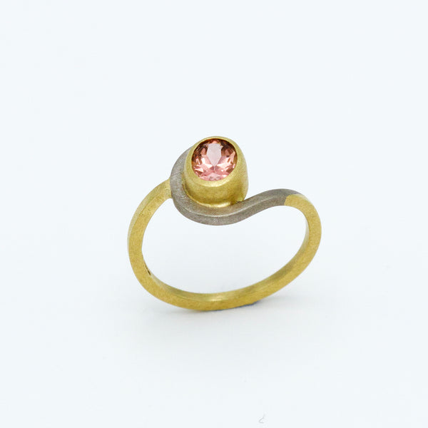 18k Gold Pink Tourmaline Cee Curl Ring