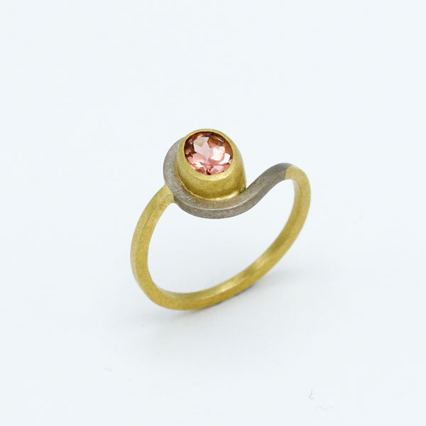 18k Gold Pink Tourmaline Cee Curl Ring