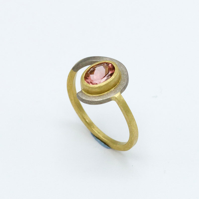 18k Gold Pink Tourmaline Cee Curl Ring