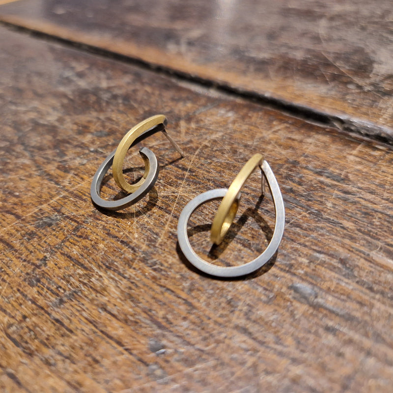 18k gold/sterling silver Twice Curled drop earrings