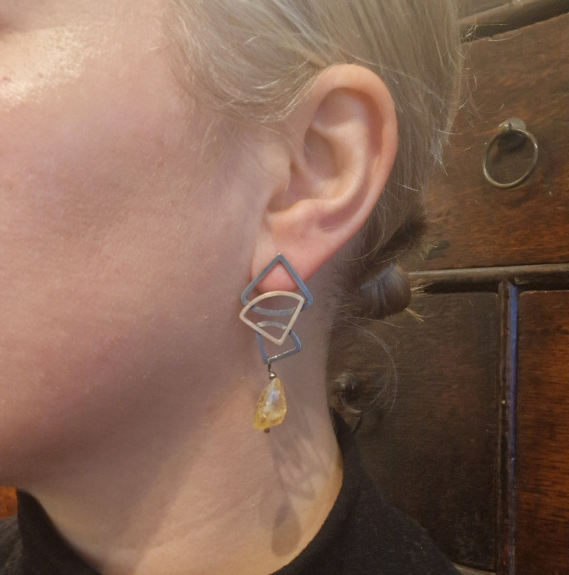 Deco Fan Citrine earrings