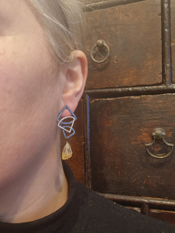 Deco Fan Citrine earrings