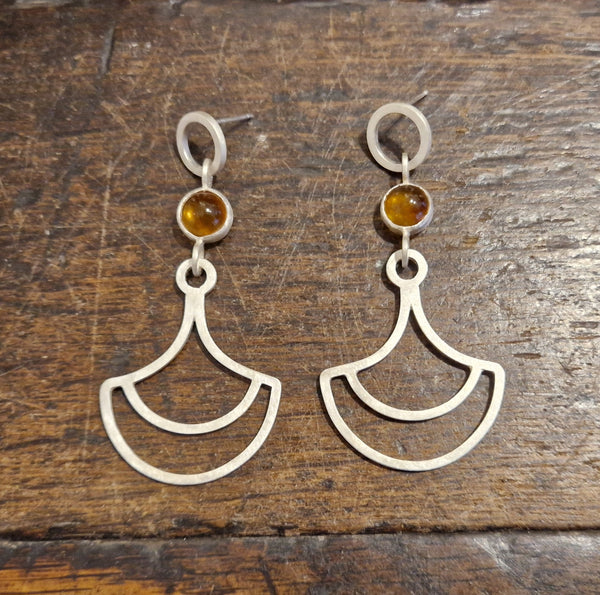 Amber Deco Fan earrings