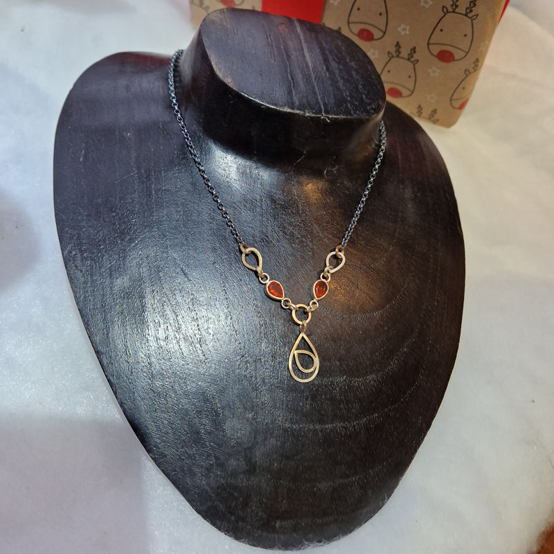 Fire Opal Deco Drop necklace