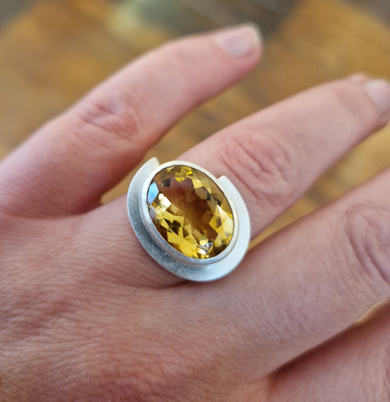 Citrine 3 Quarter Curl Ring