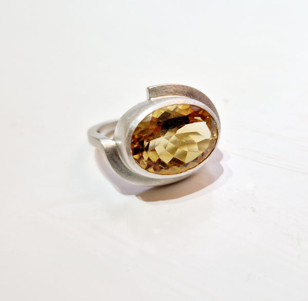 Citrine 3 Quarter Curl Ring