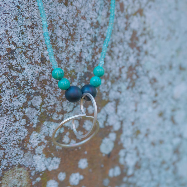 Double Curl Turquoise and Apatite Necklace