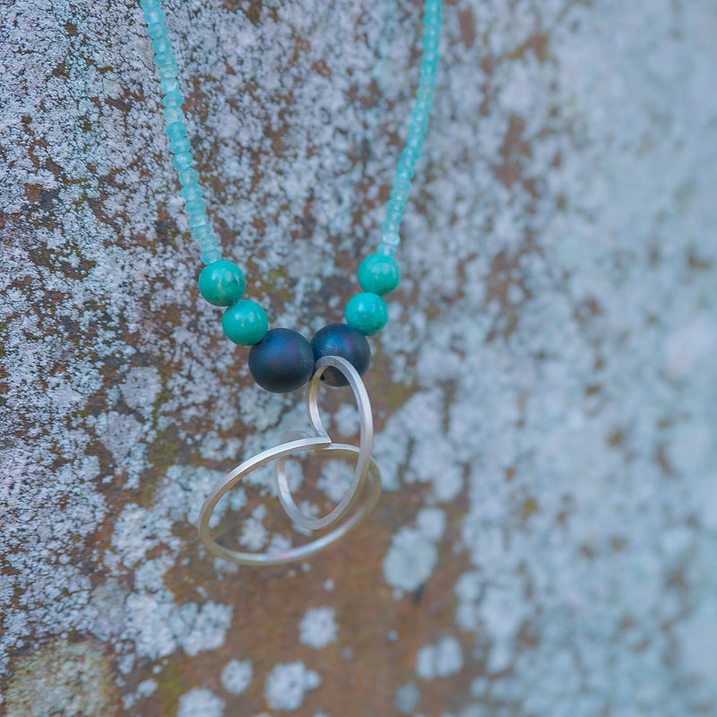 Double Curl Turquoise and Apatite Necklace