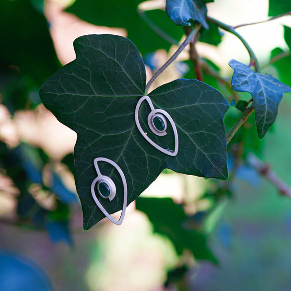Emerald Leaf Curl earrings