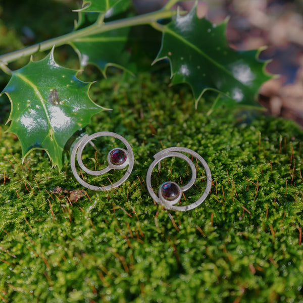 Garnet Spiral Studs