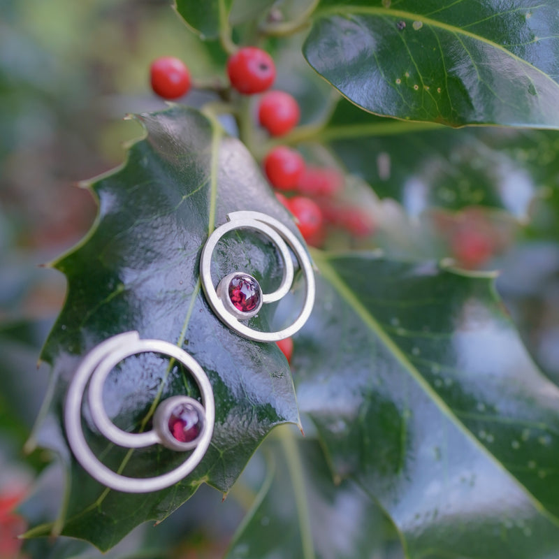 Garnet Spiral Studs