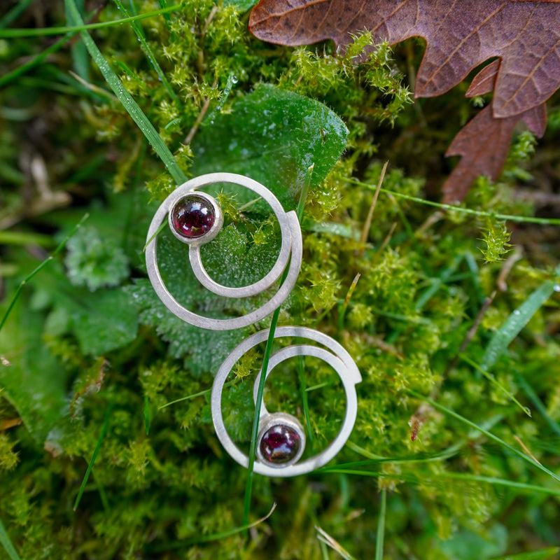 Garnet Spiral Studs