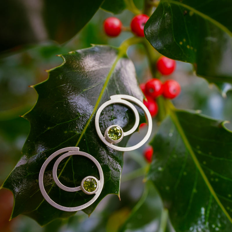 Spiral Peridot Studs