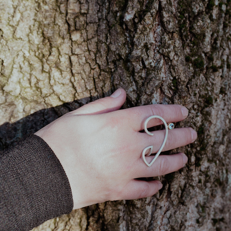 Sapphire Leaf Curl Ring