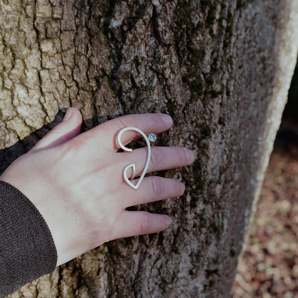 Sapphire Leaf Curl Ring