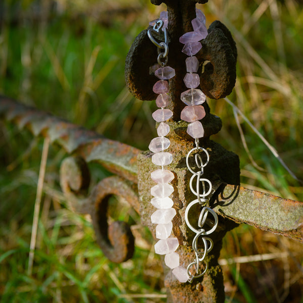 Rose Quartz Twice Curled Chain necklace