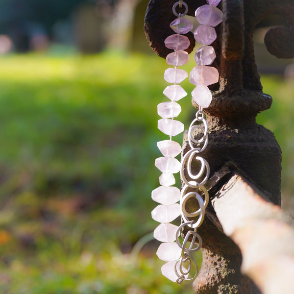 Rose Quartz Twice Curled Chain necklace