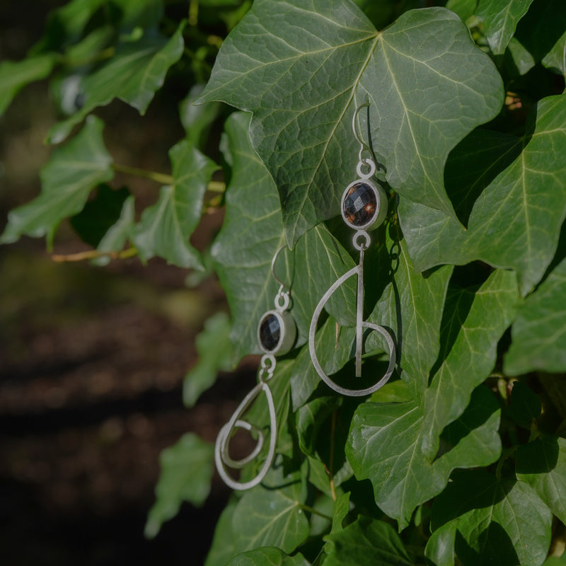 Smokey Quartz Twice Curled Earrings