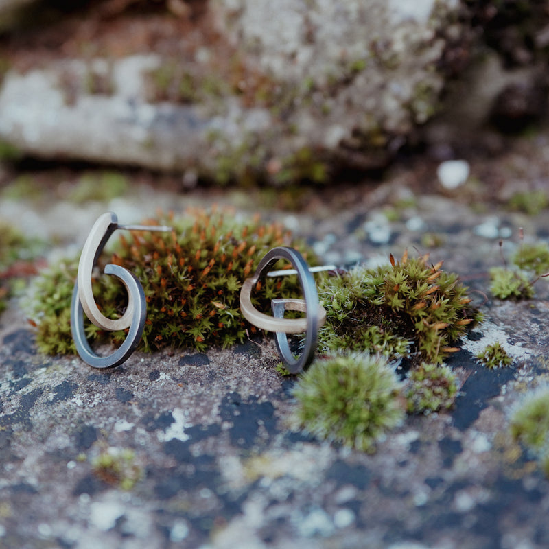 18k gold/sterling silver Twice Curled drop earrings