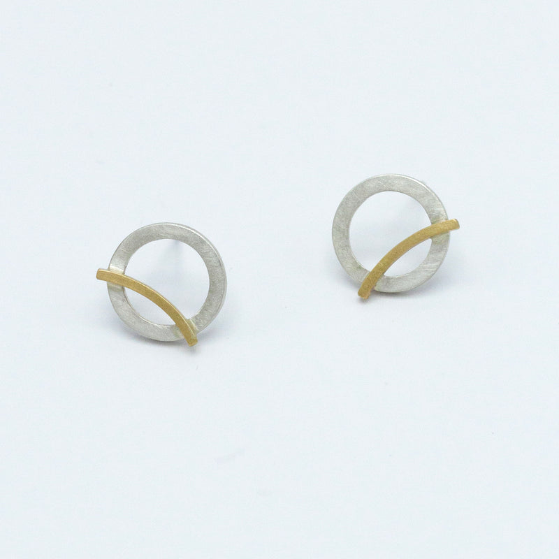 Circle studs with gold lines