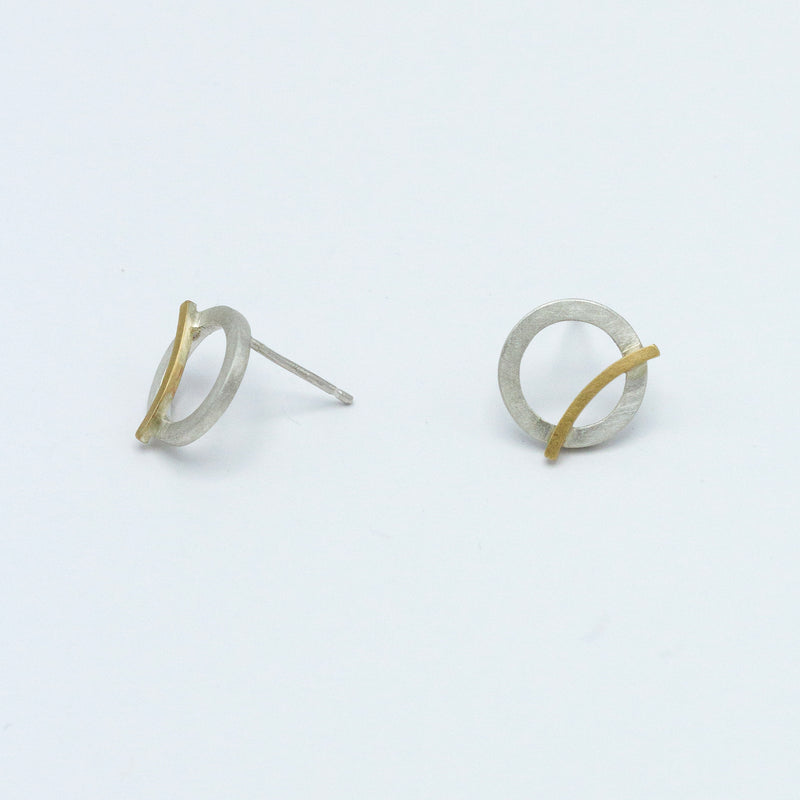 Circle studs with gold lines