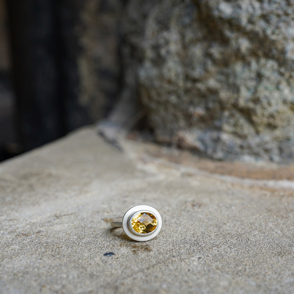 Citrine Halo Ring