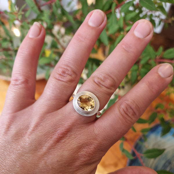Citrine Halo Ring