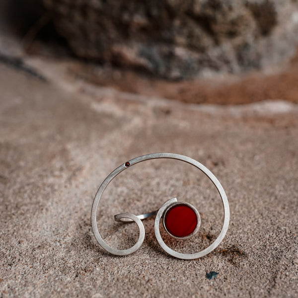 Cornelian Double Curl Ring