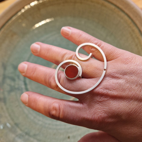 Cornelian Double Curl Ring