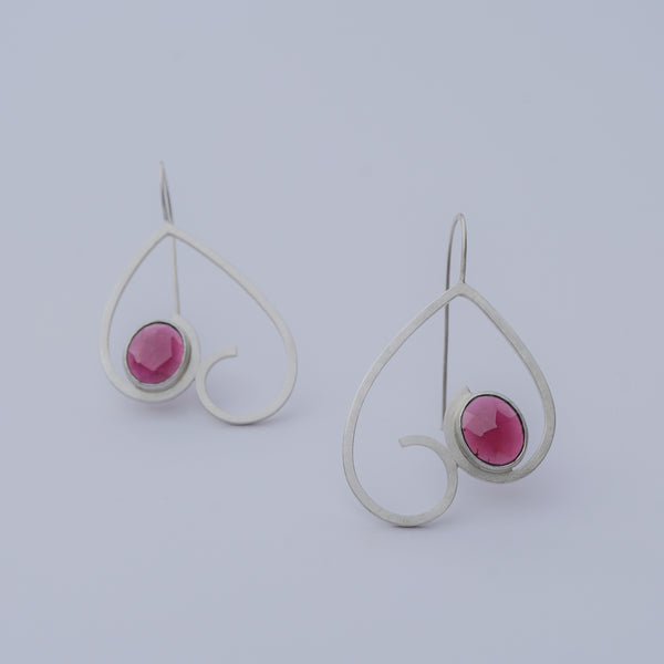 Garnet Folded Curl Earrings