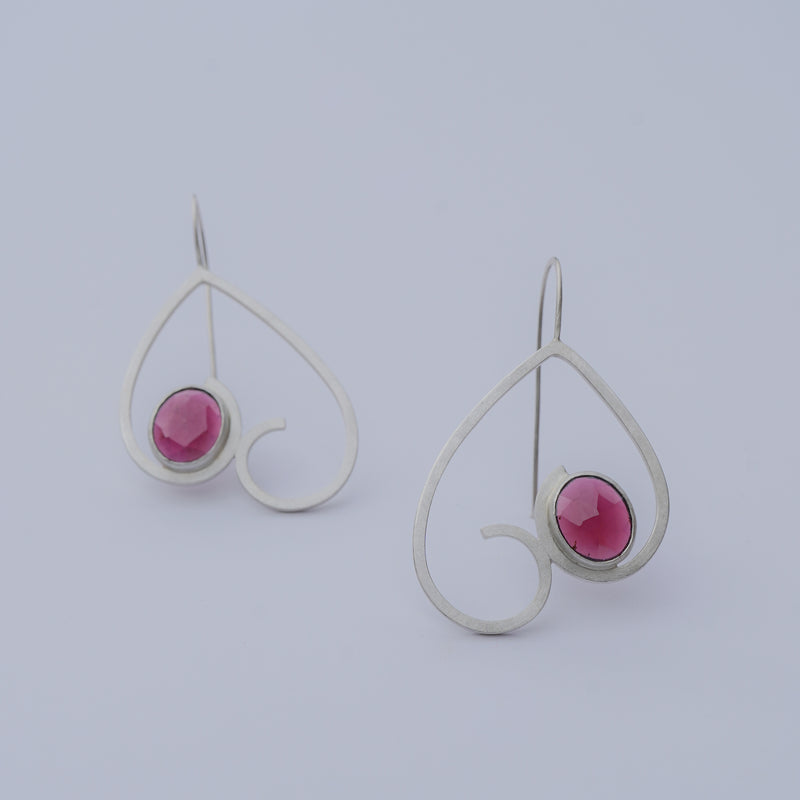 Garnet Folded Curl Earrings