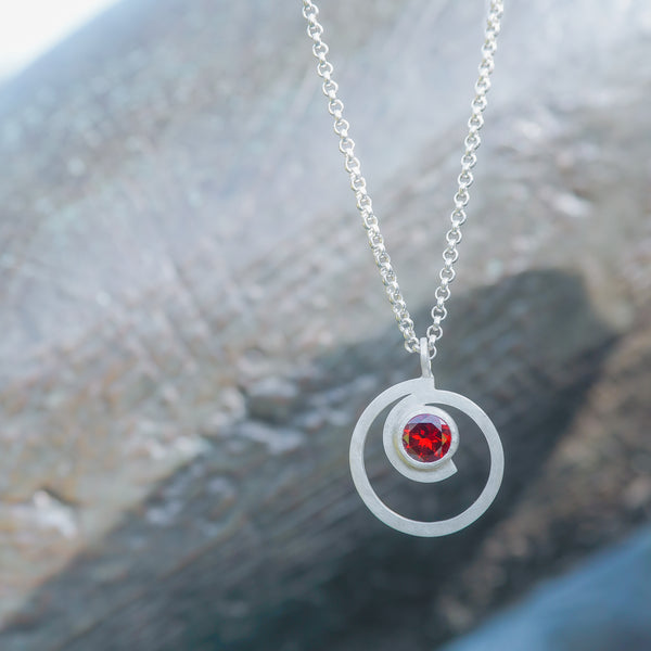 Garnet Spiral Necklace