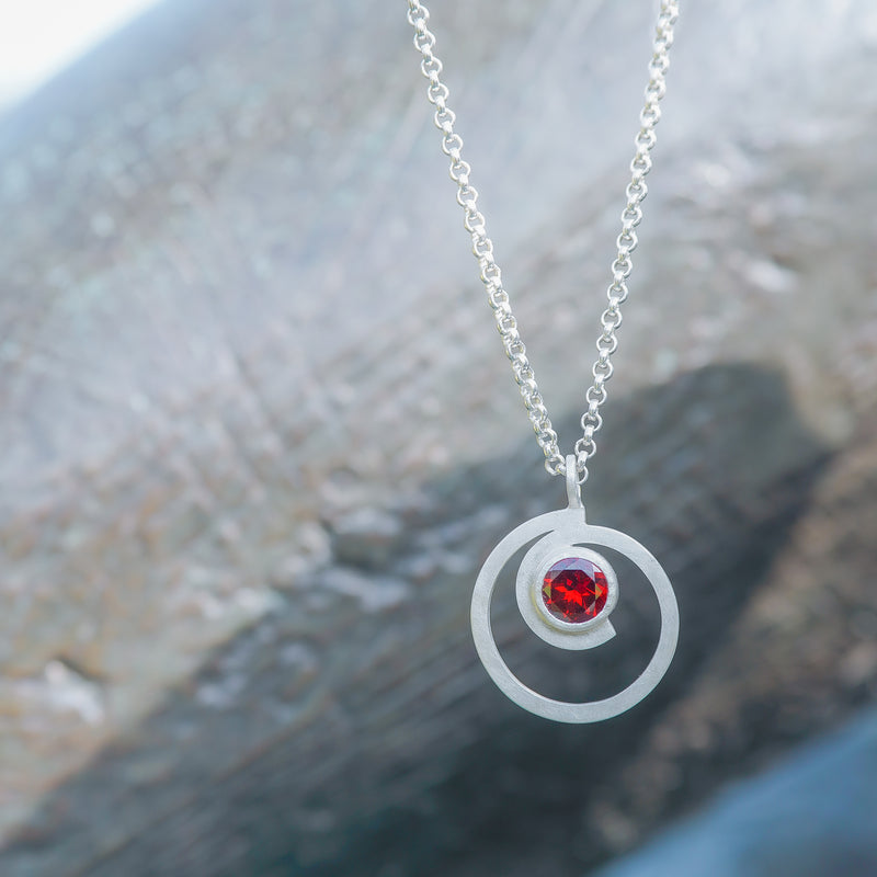 Garnet Spiral Necklace