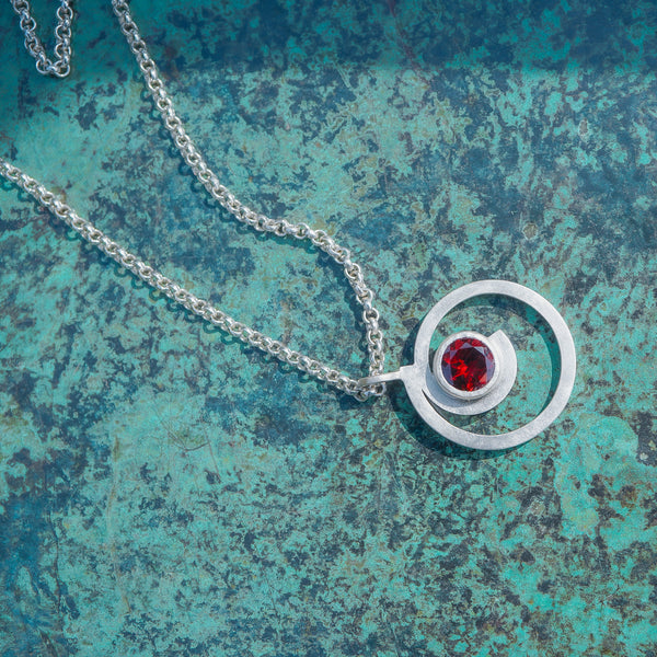 Garnet Spiral Necklace