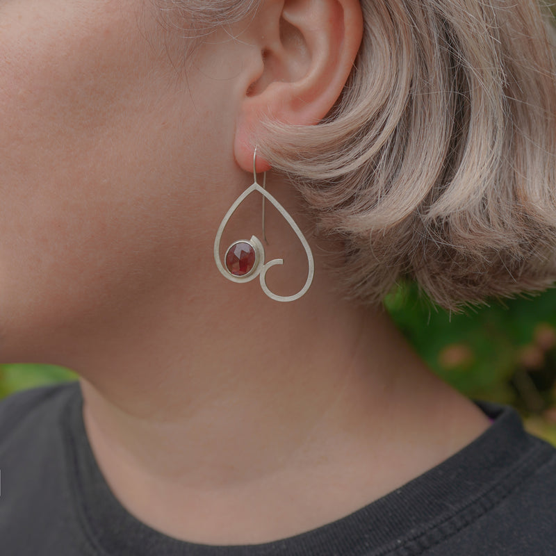 Garnet Folded Curl Earrings