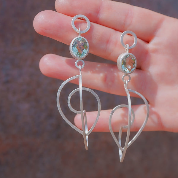 Green Amethyst Leaf Curl Earrings