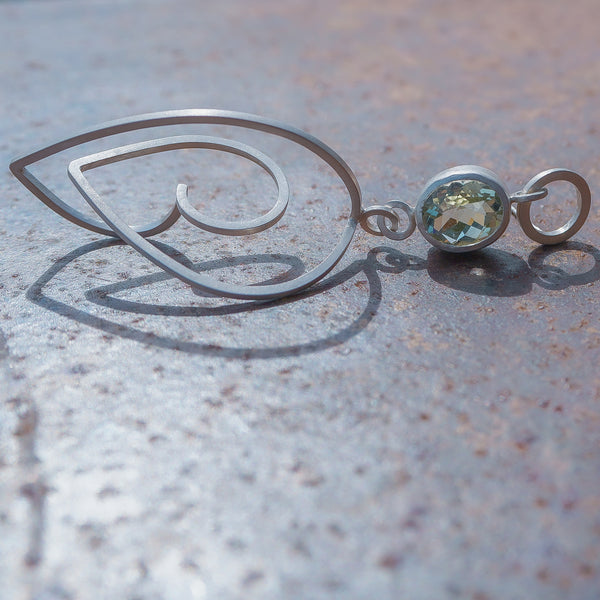 Green Amethyst Leaf Curl Earrings