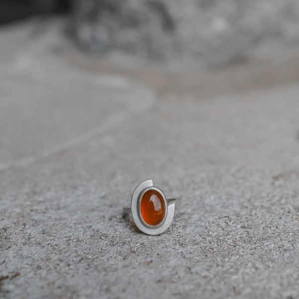 Hessonite Garnet Three Quarter Curl Ring