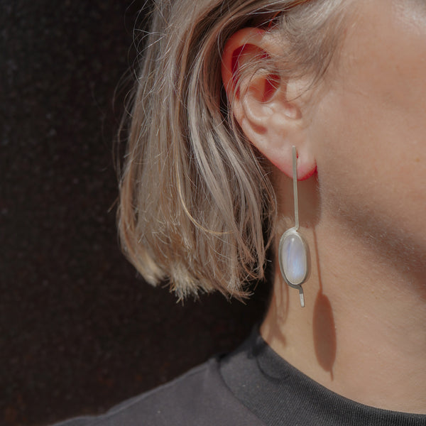 Moonstone Line Earrings