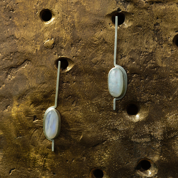 Moonstone Line Earrings