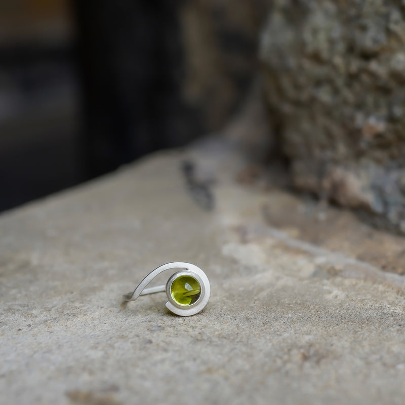 Peridot Folded Curl Ring