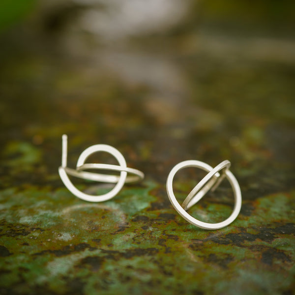 Silver Twice Curled Down Earrings