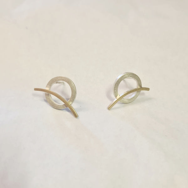 Circle studs with gold lines