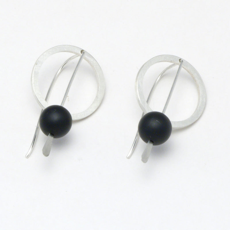 Black onyx dial earrings