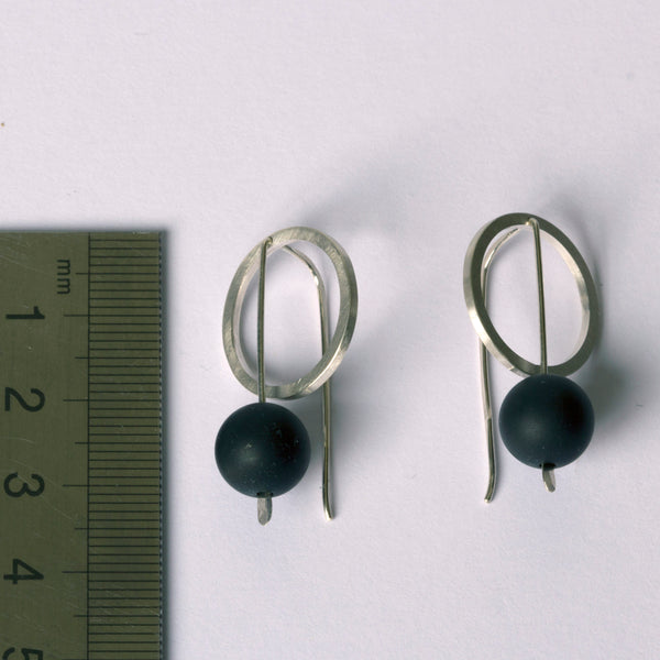 Black onyx dial earrings