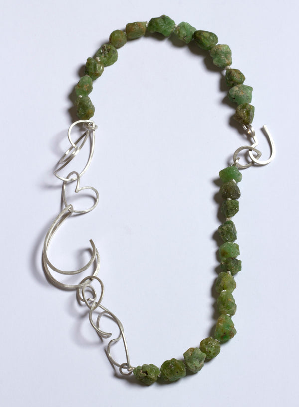Green Garnet Angles & Curls Necklace