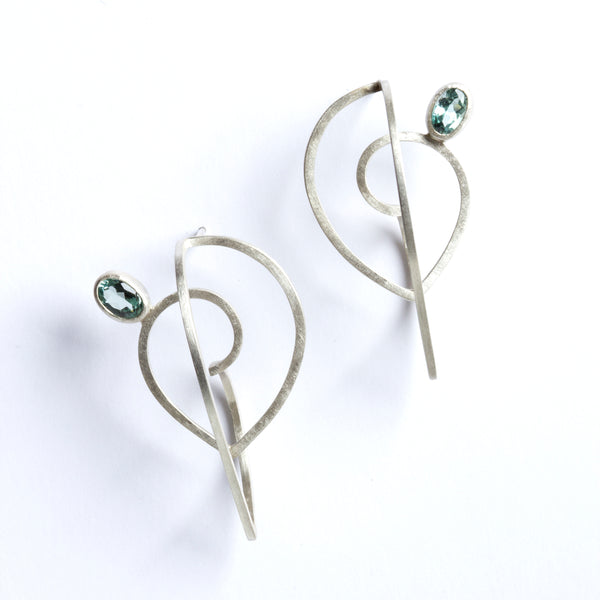 Green Tourmaline Curled Leaf Earrings