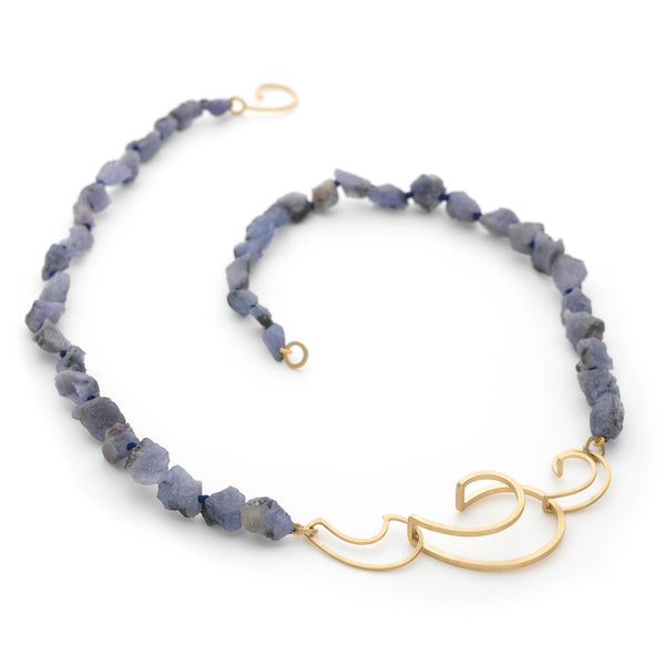 Tanzanite Gold Wave Necklace