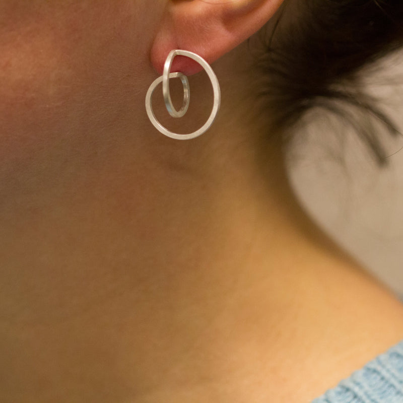 Silver Twice Curled Down Earrings